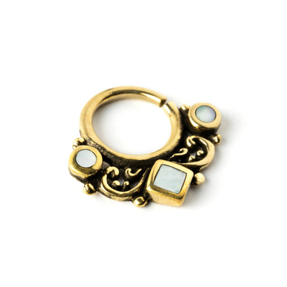 Mother-of-pearl-septum-ring left side view