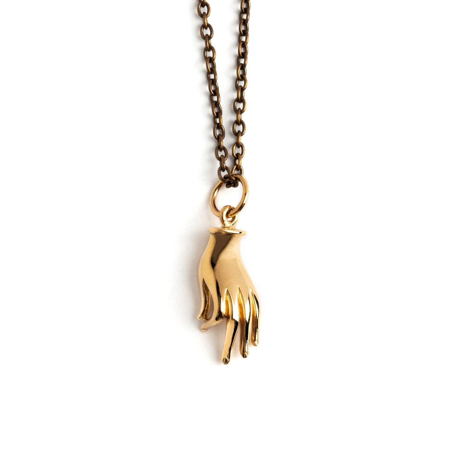 Bronze Mudra Charm necklace frontal view