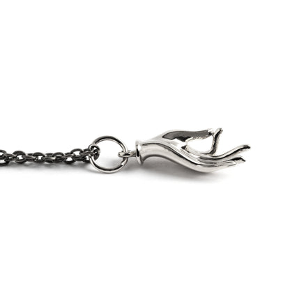 Silver Mudra Charm necklace side view