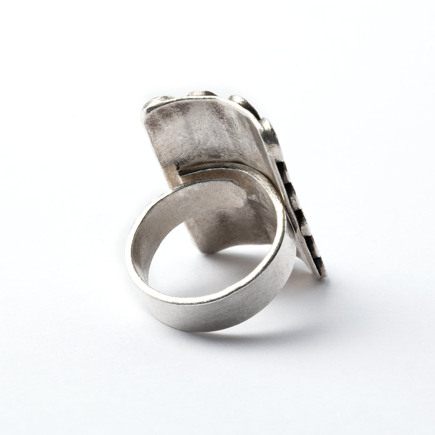 Multi Spirals Tribal Silver Ring back view