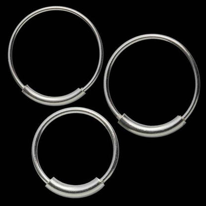 8, 10 and 12mm Pirate silver nose rings frontal view