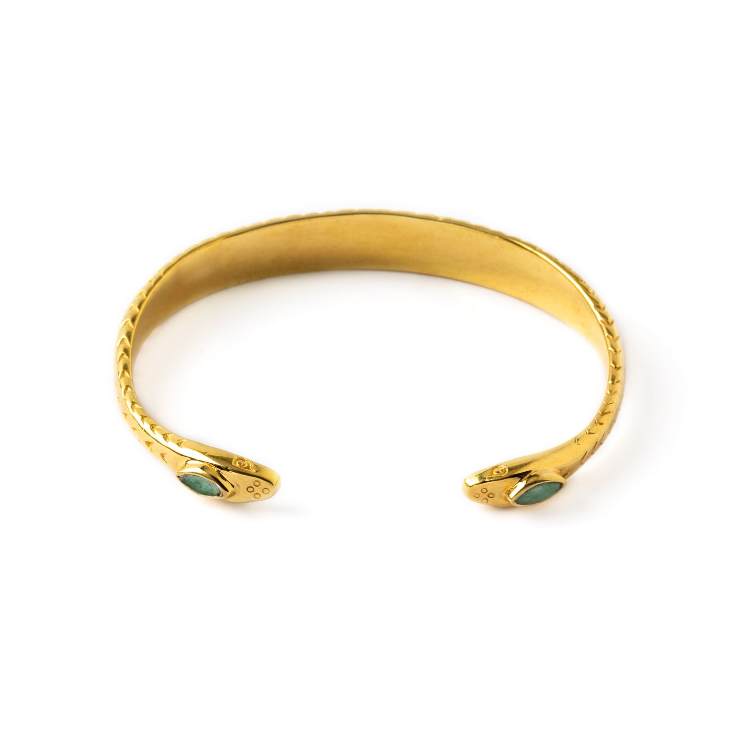 Naga Gold Cuff with Emerald frontal view