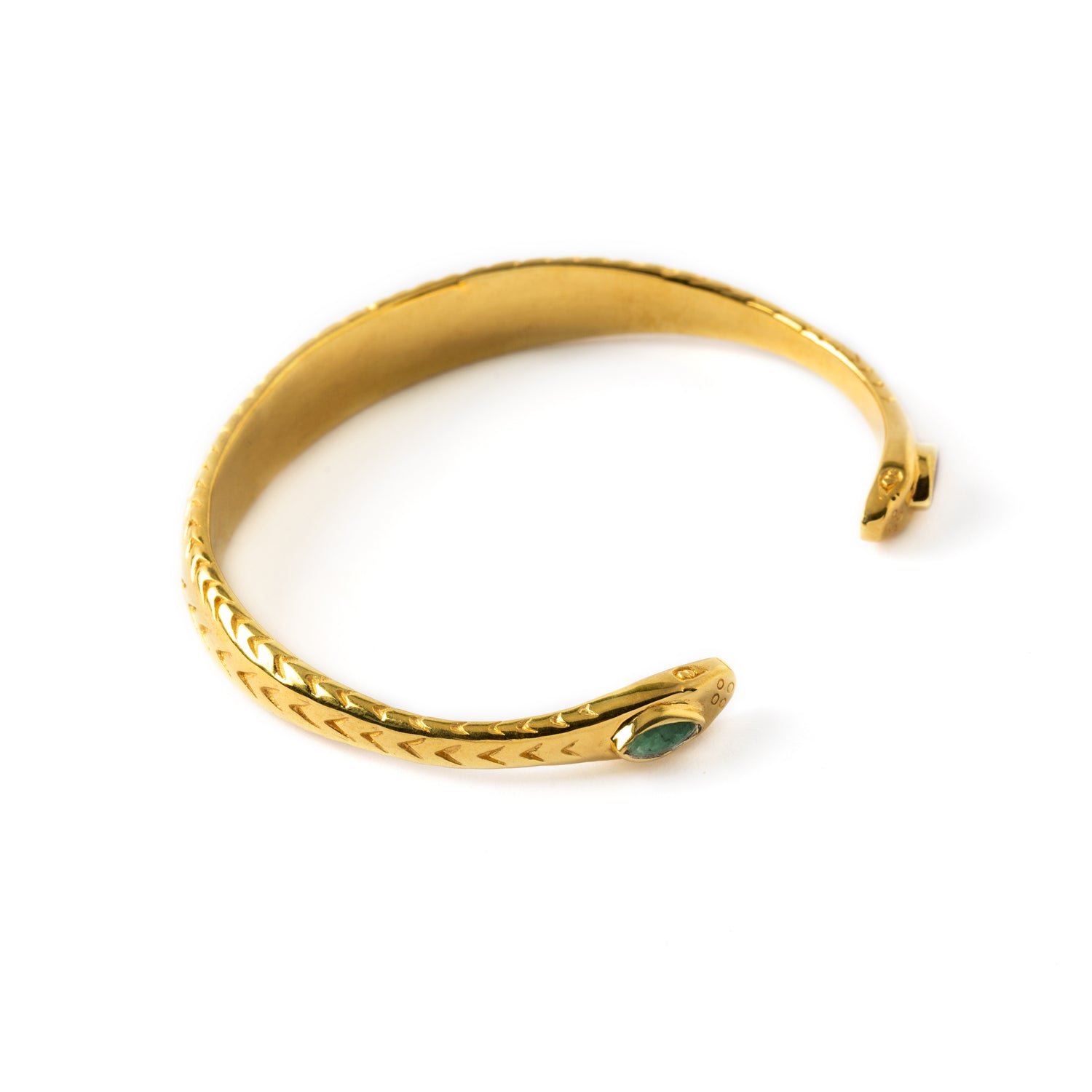 Naga Gold Cuff with Emerald right side view