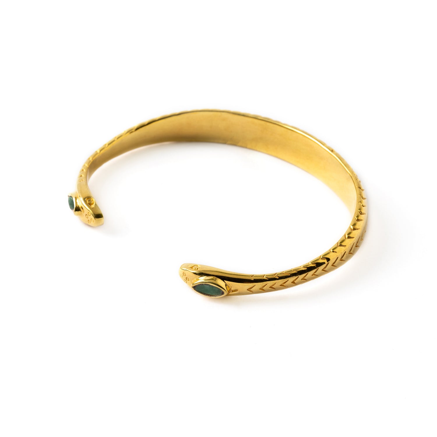 Naga Gold Cuff with Emerald left side view