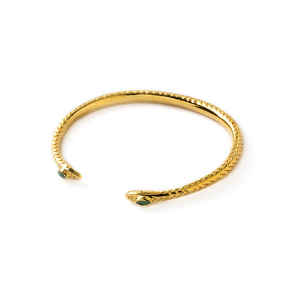 Nagi Gold Cuff with Emerald left side view