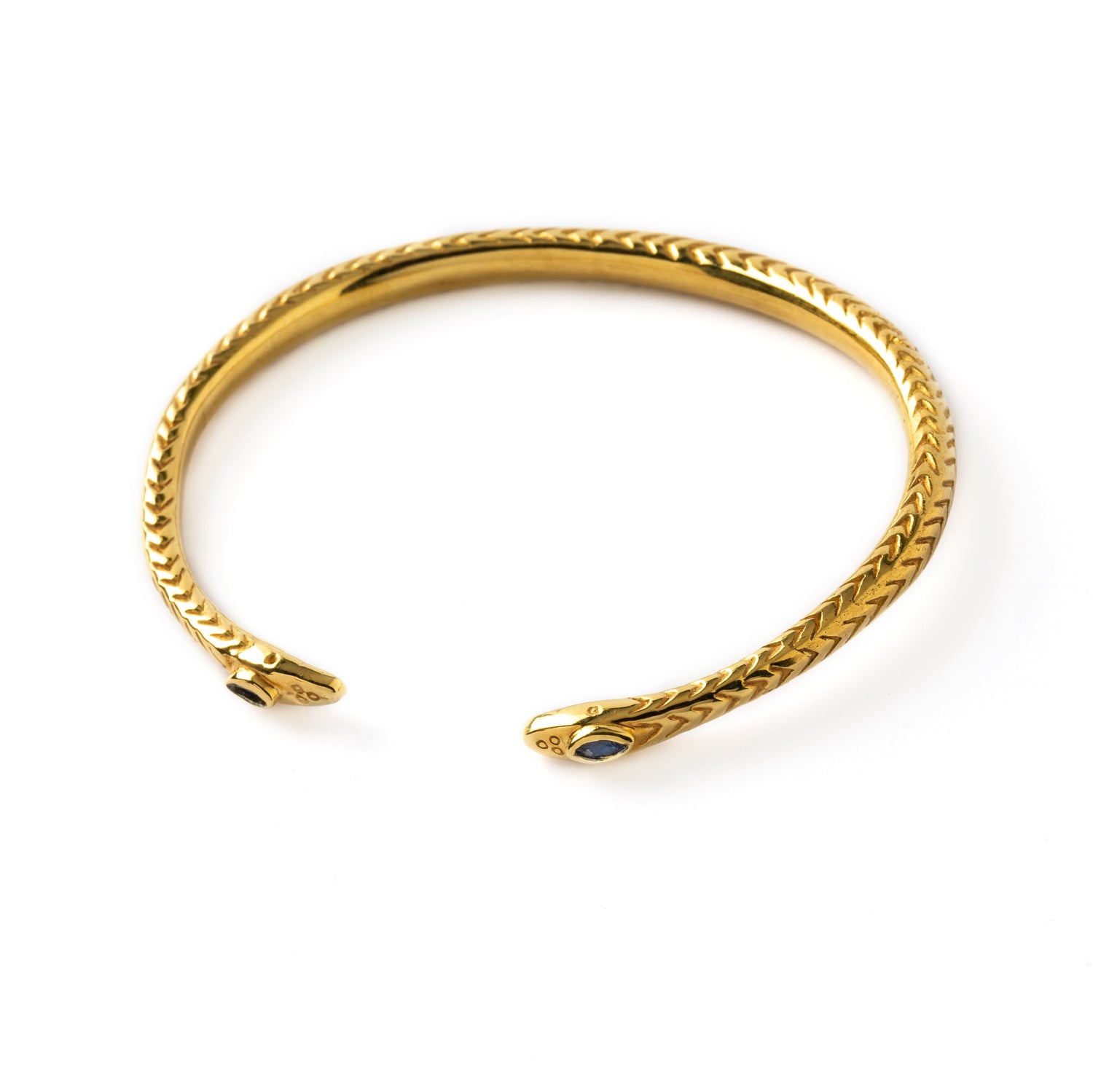 Nagi Gold Cuff with Sapphire left side view