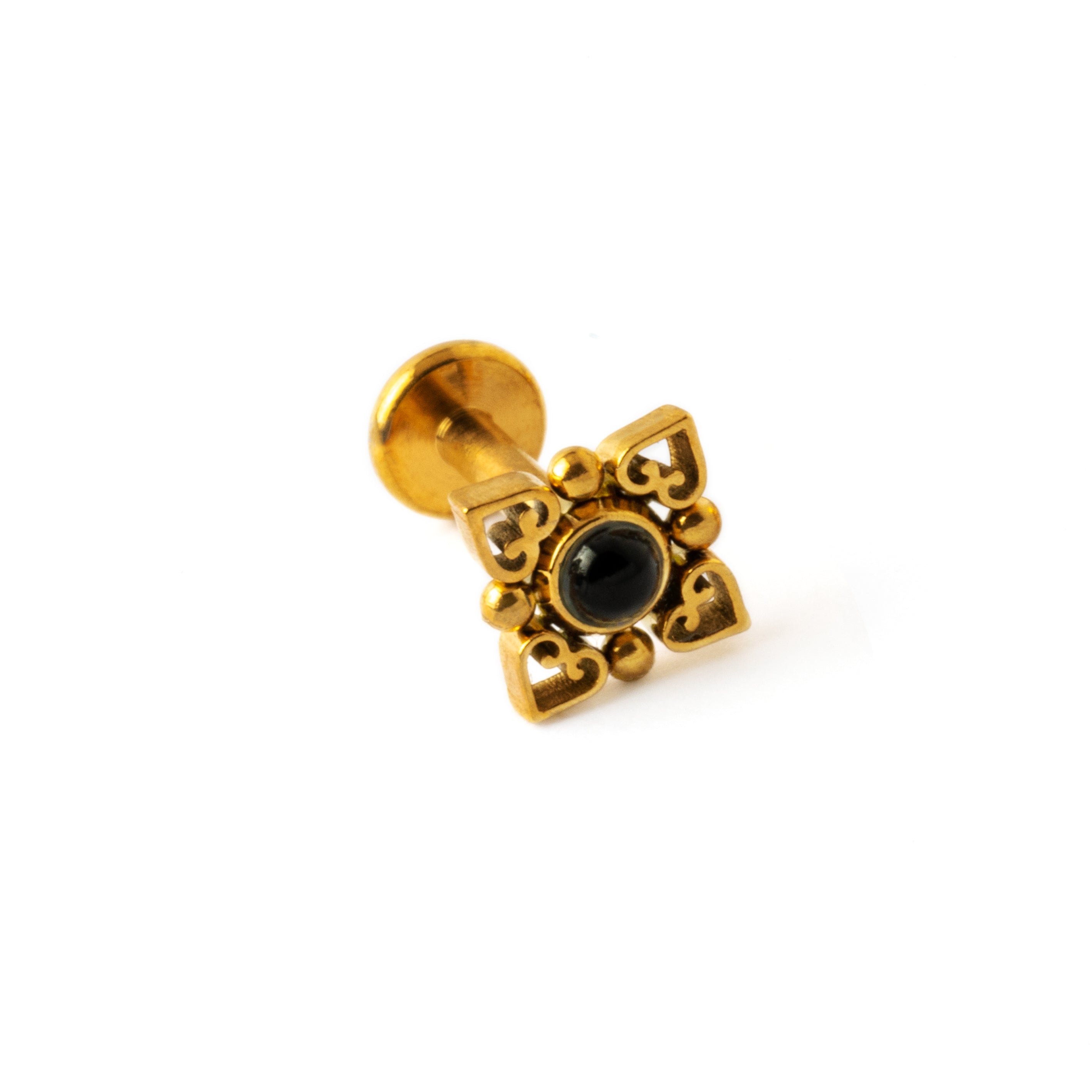 Neptune golden labret with black onyx right side view