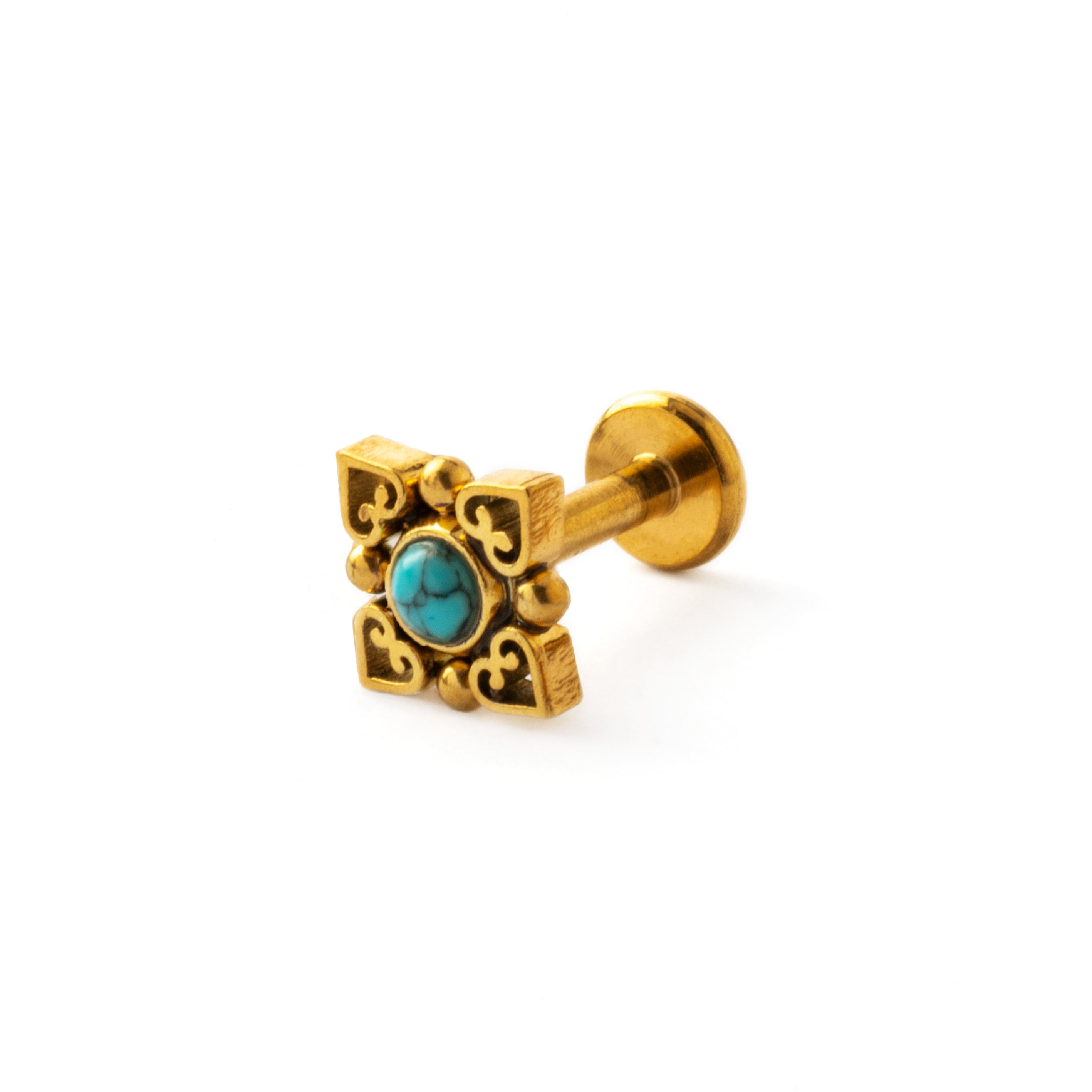 Neptune golden labret with turquoise left side view