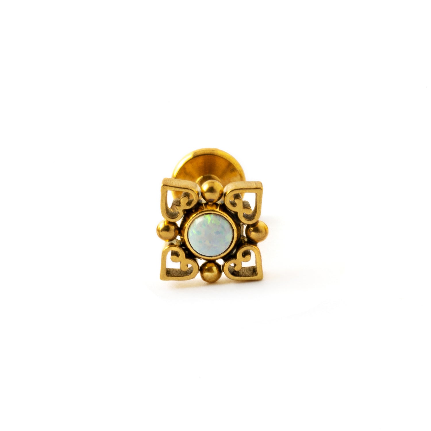 Neptune Golden Labret with White Opal frontal view