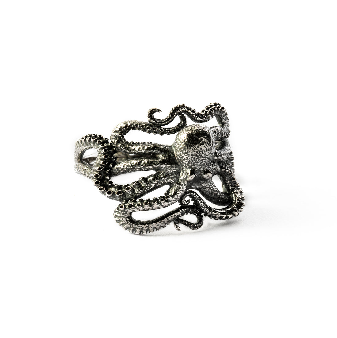 Octopus Silver Ring left side view