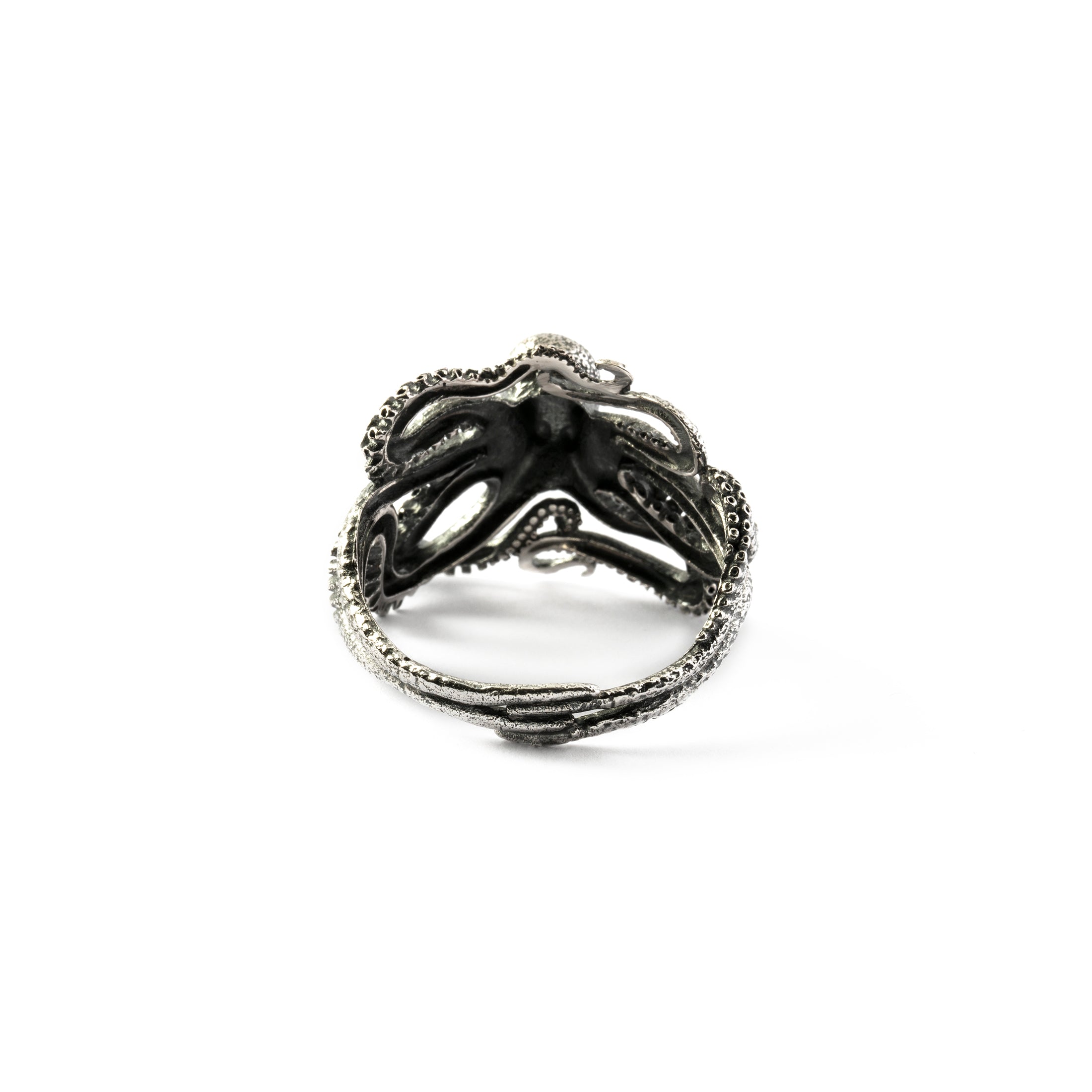 Octopus Silver Ring back side view