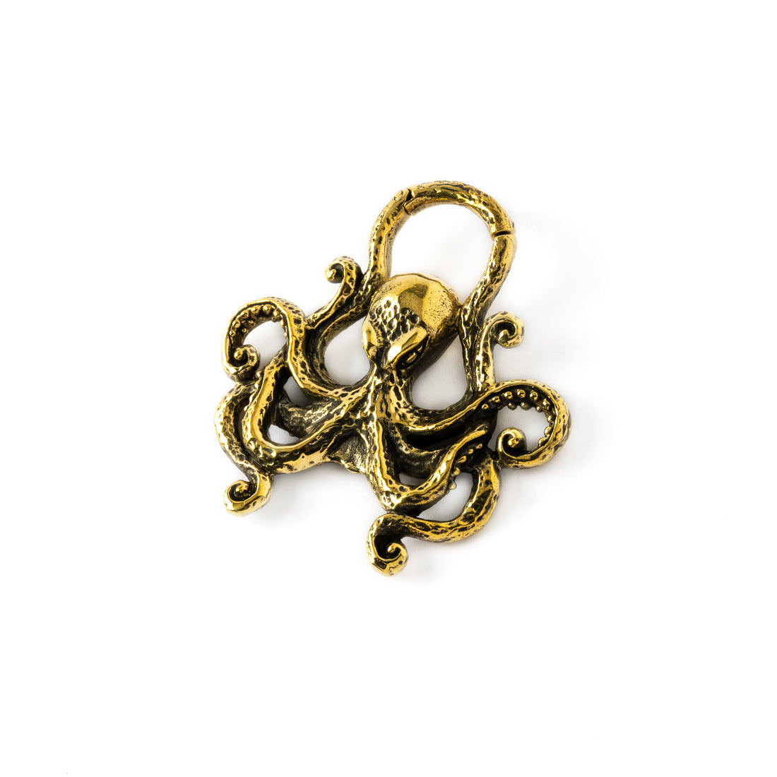 golden brass octopus ear weight hoop right side view