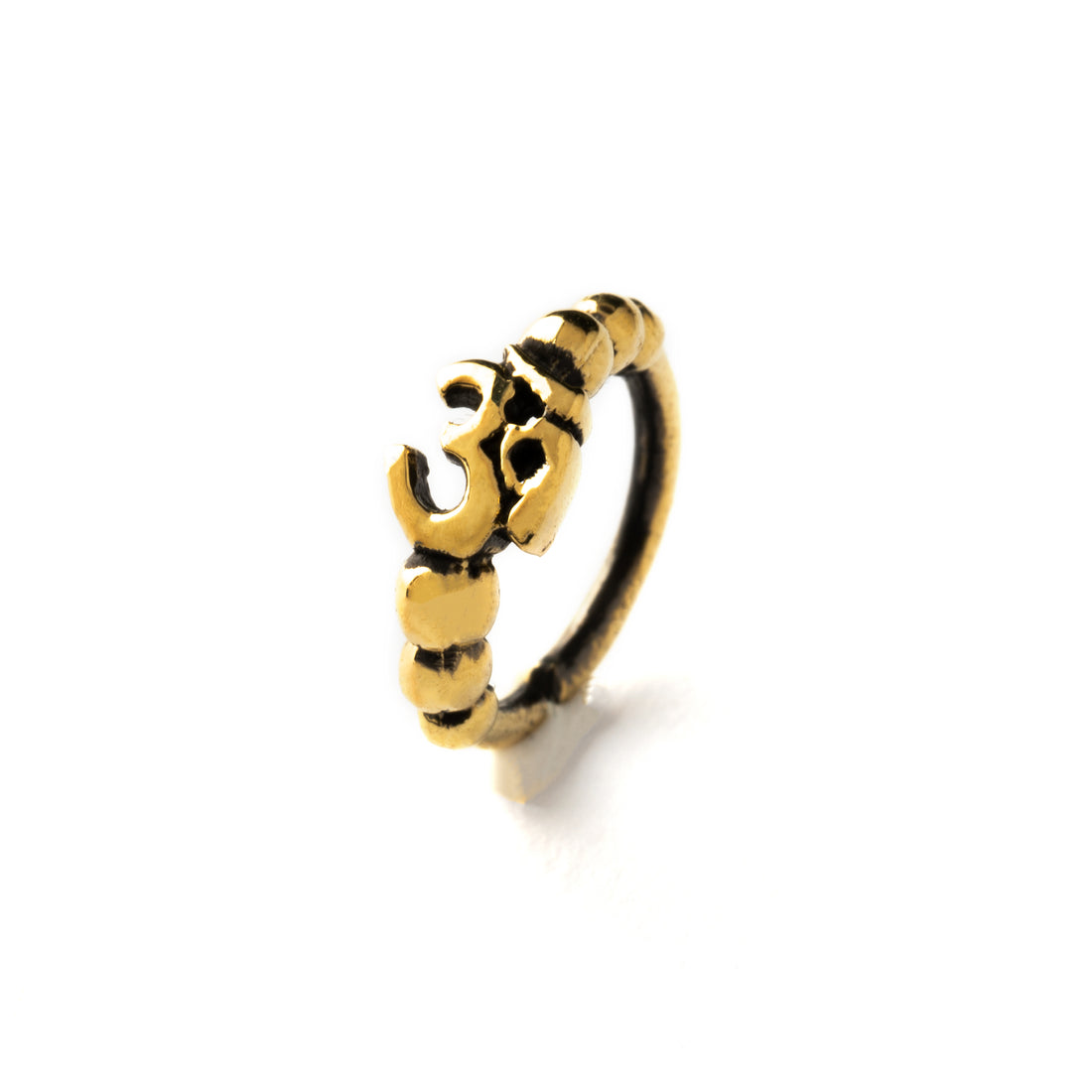 Om Golden brass nose ring frontal view