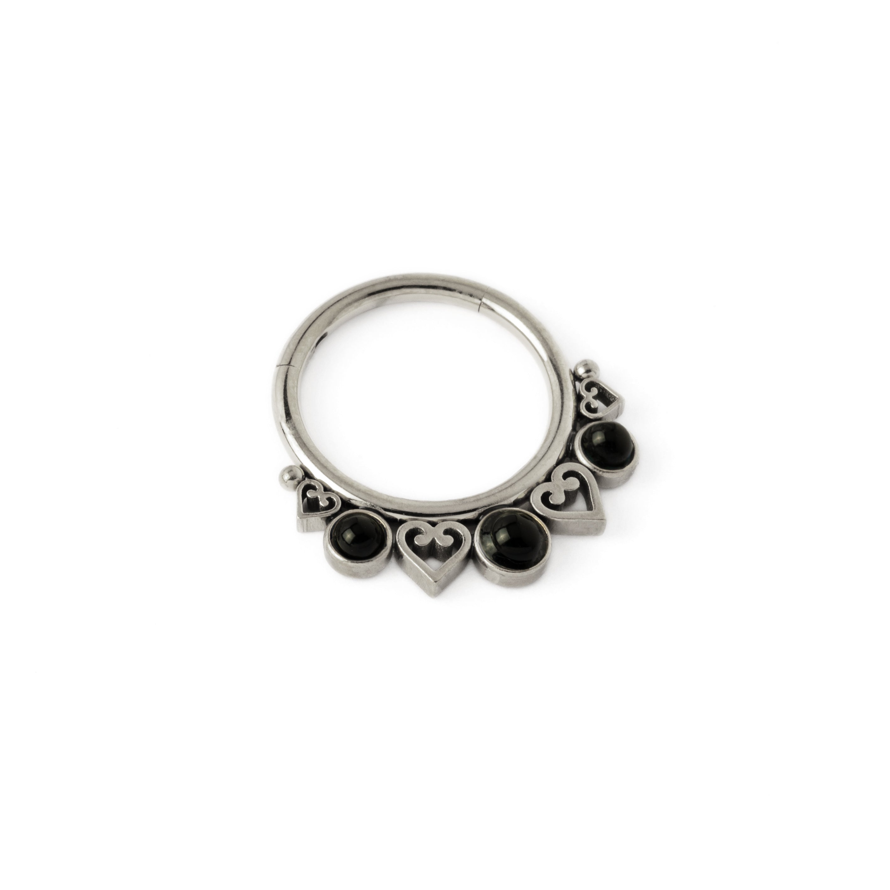 Neptune septum clicker with trio black onyx right side view