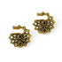 pair of antique gold colour geometric flower ear weights hangers with black onyx frontal view