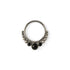 Surgical steel septum clicker ring with black onyx frontal view