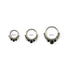 6mm, 8mm & 10mm Surgical steel septum clicker rings with black onyx frontal view