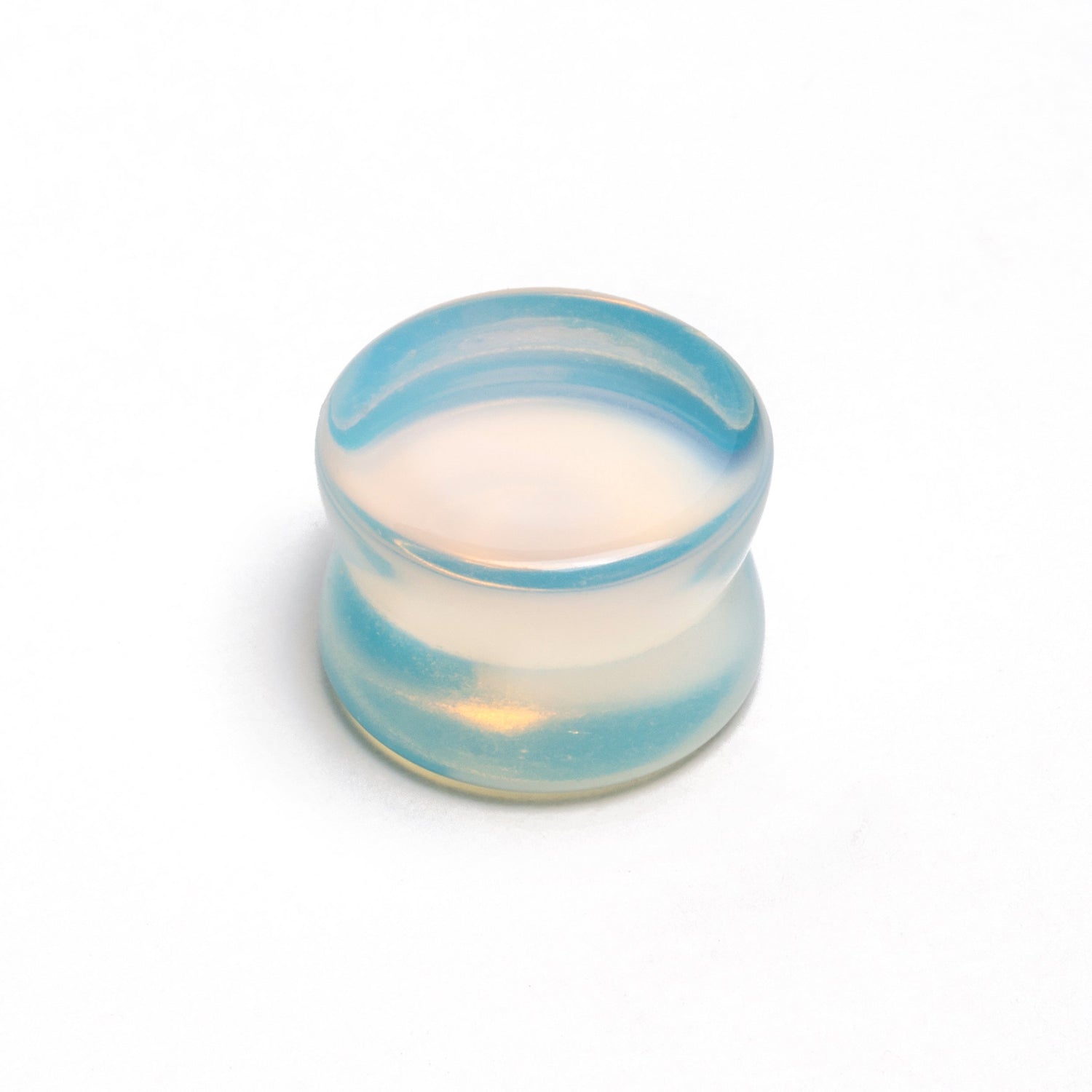 single Opalite double flare stone ear plug front view