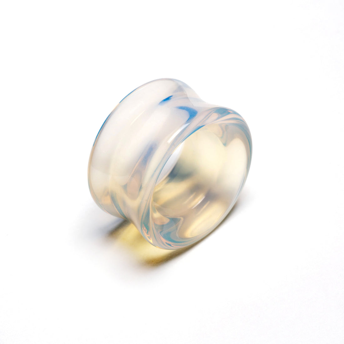 single opalite double flare stone ear tunnel right side view