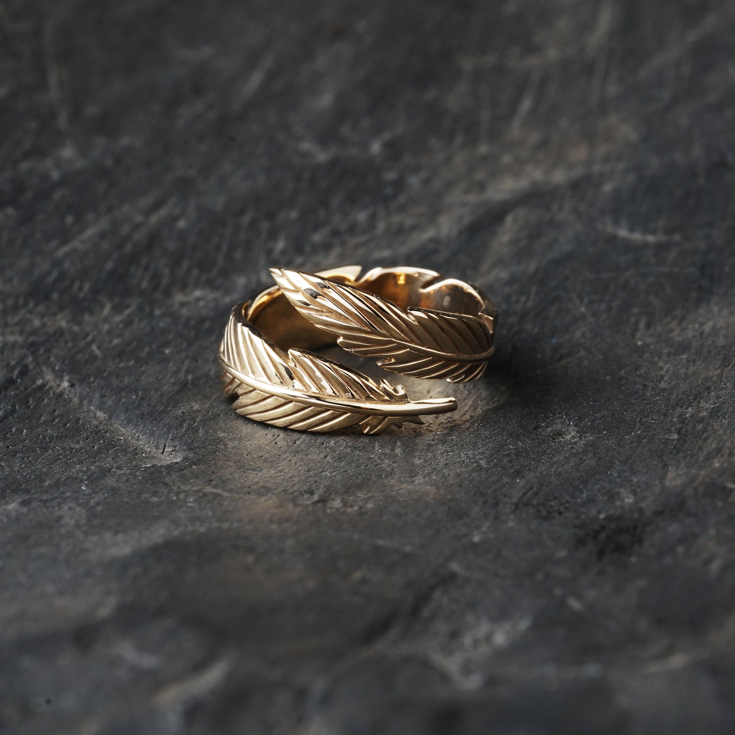 Open Feather Bronze Ring