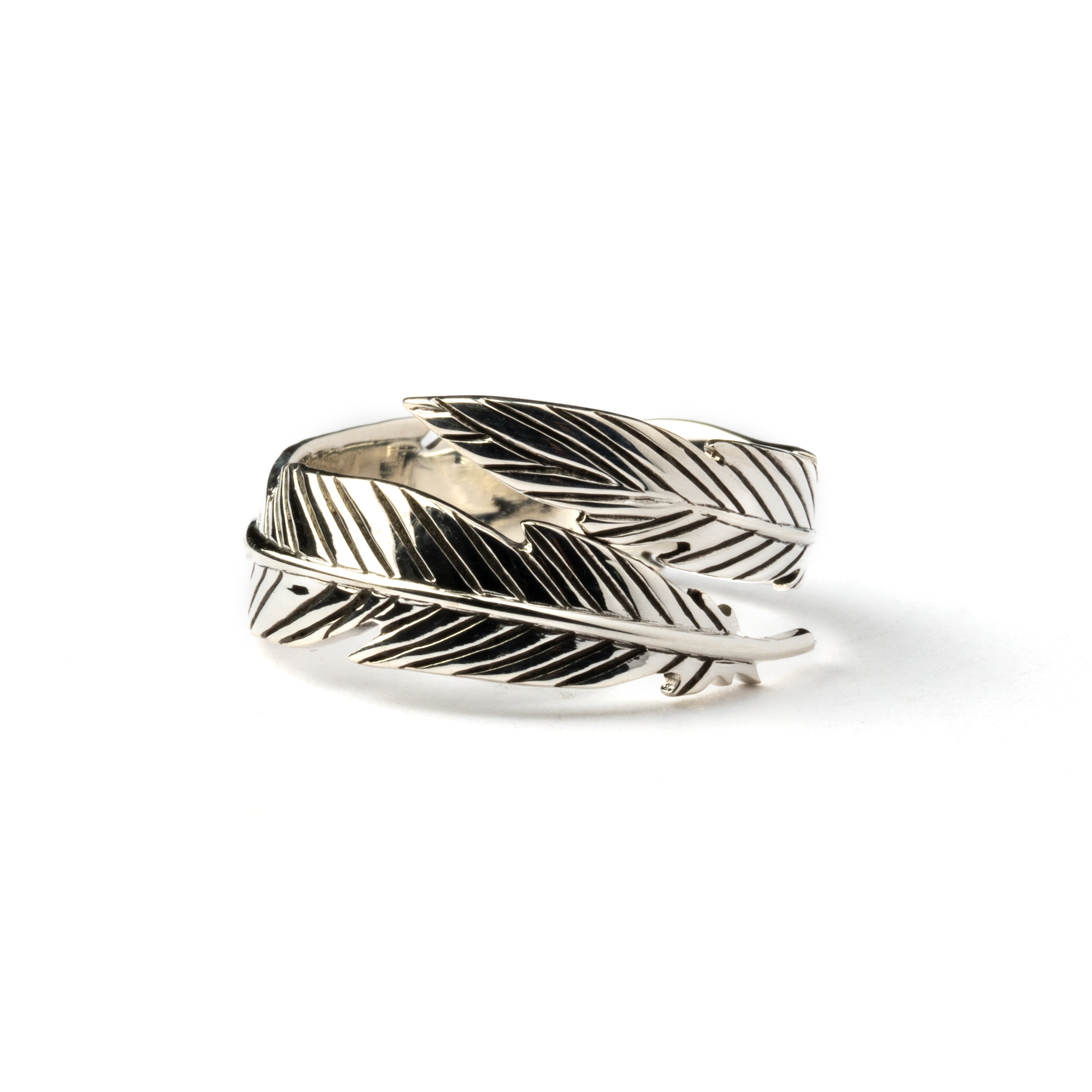 Open Feather Silver Ring right side view