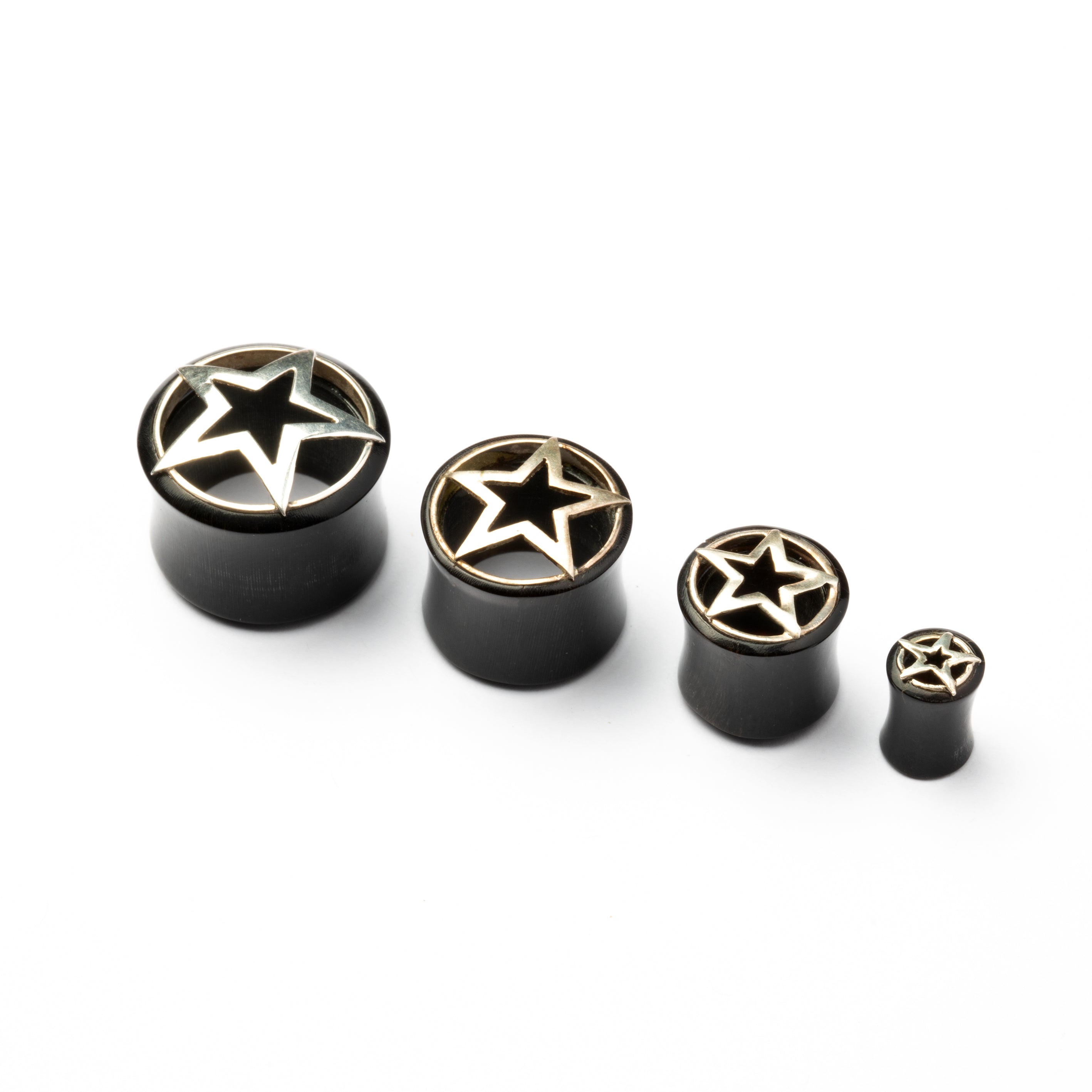 Tunnel de chair d'argent et de corne à étoile ouverte