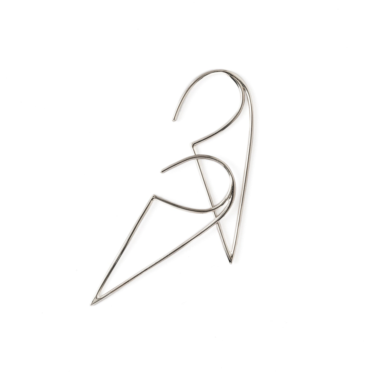 Open Triangle Silver Wire Earrings front and side view
