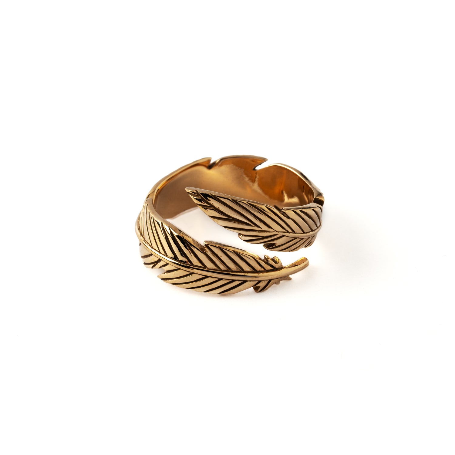 Open Feather Bronze Ring frontal view