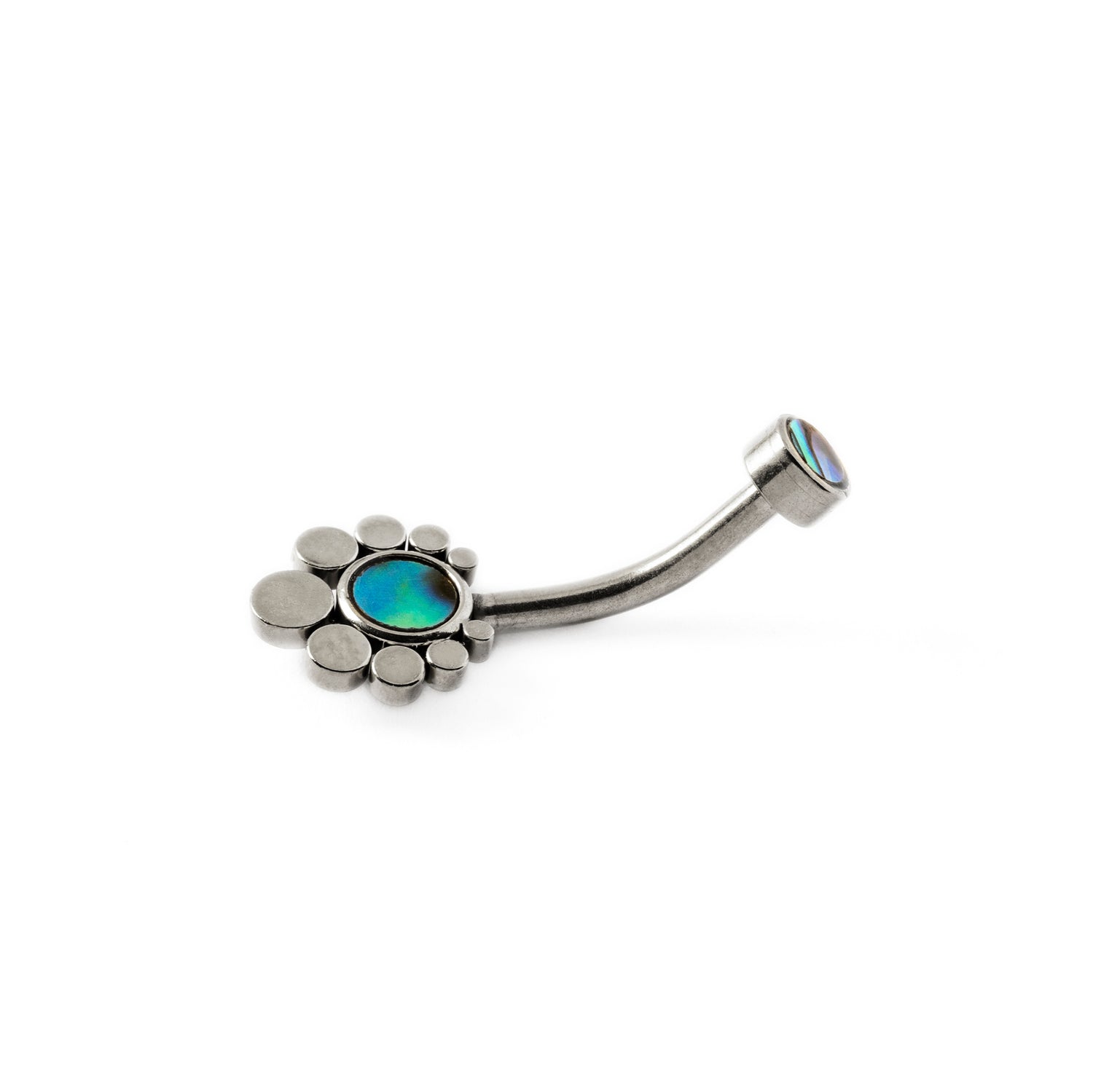Orbit Belly Piercing with Abalone side view