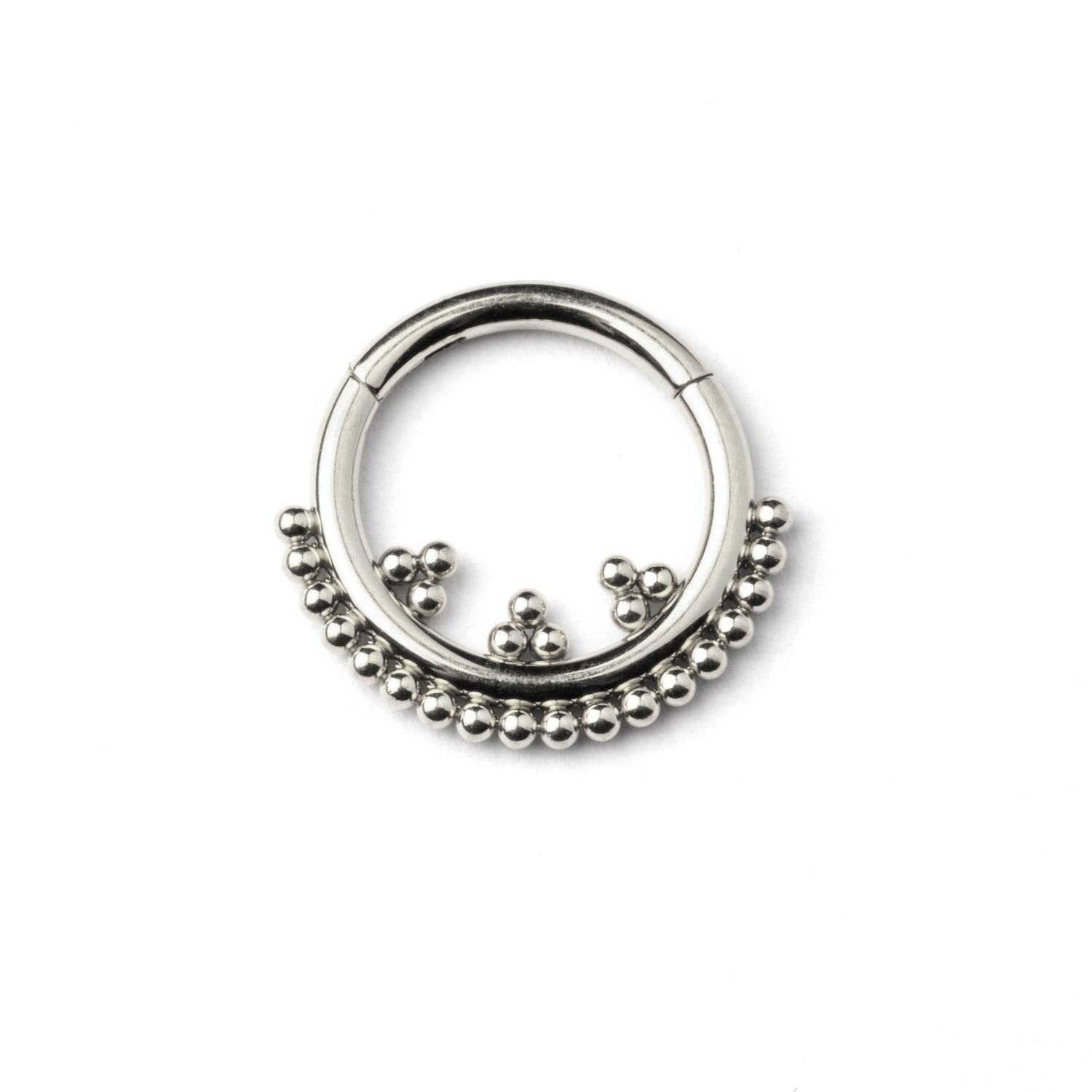 Orbit surgical steel septum clicker with dots ornaments frontal view