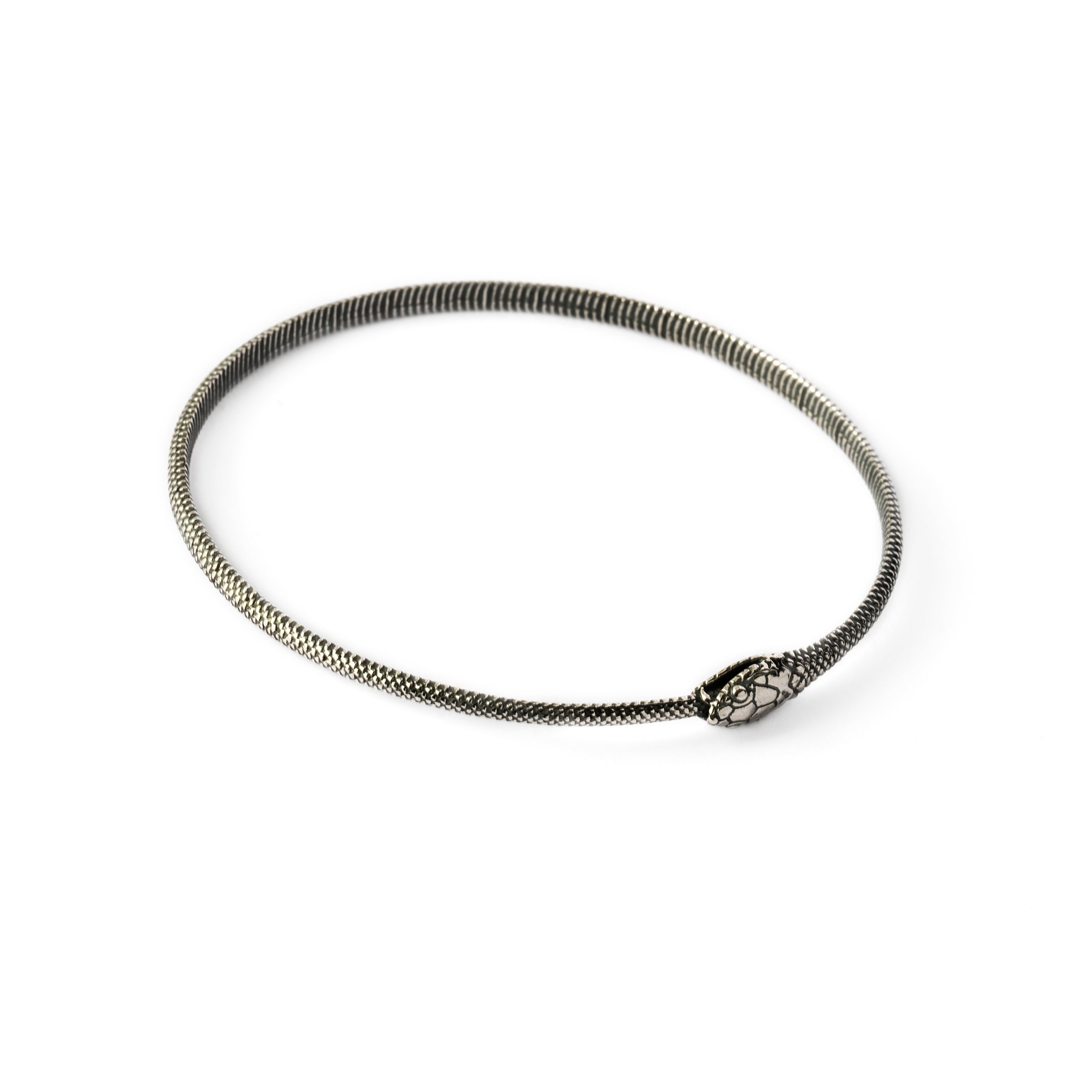 Ouroboros Silver Bangle right top view