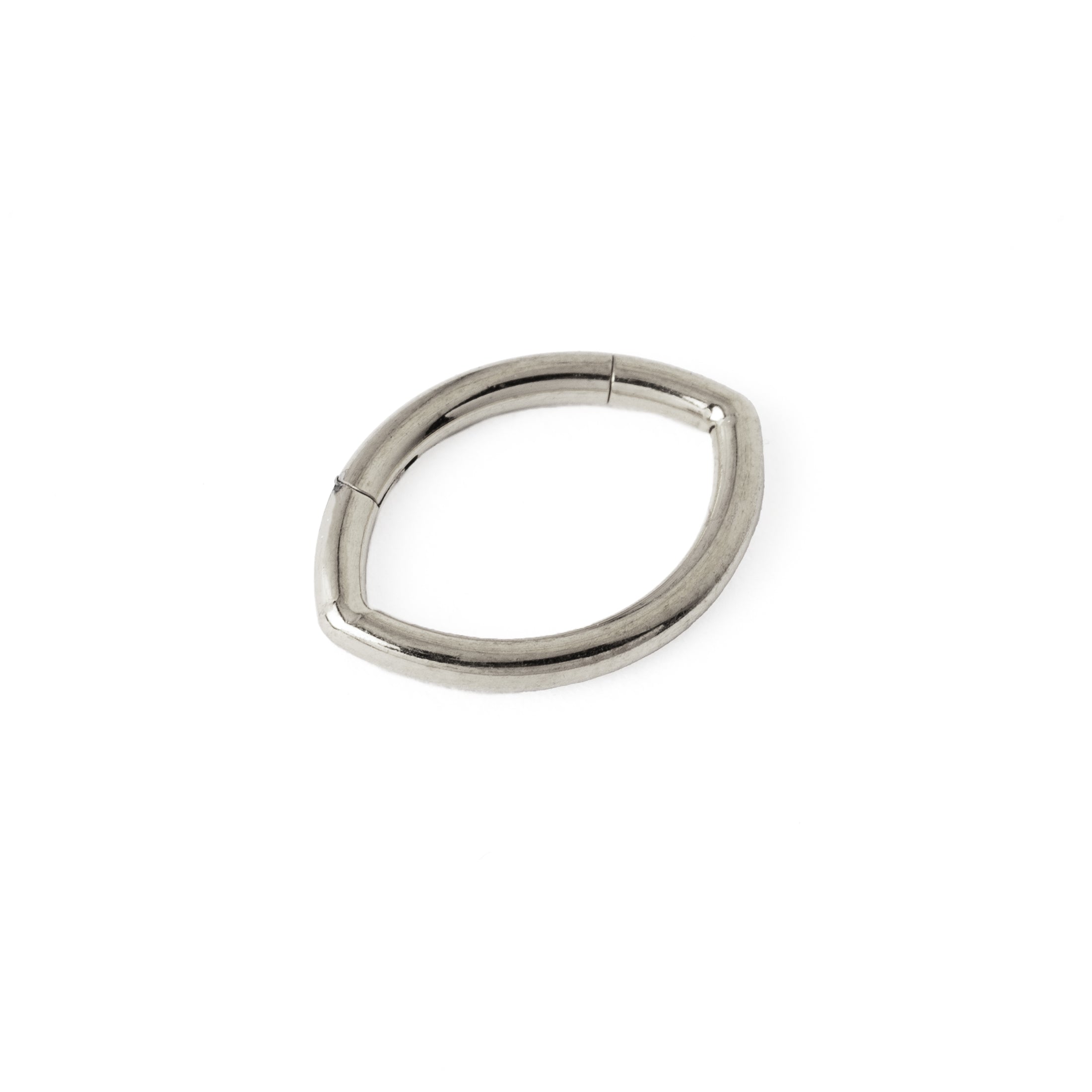 Oval surgical steel Clicker Ring left side view
