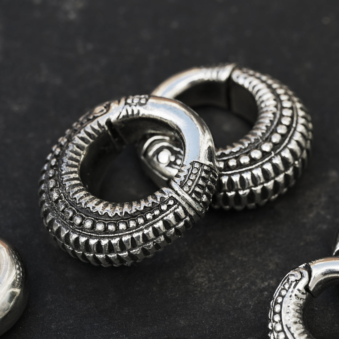 pair of 2g silver brass tribal ear weights hoops