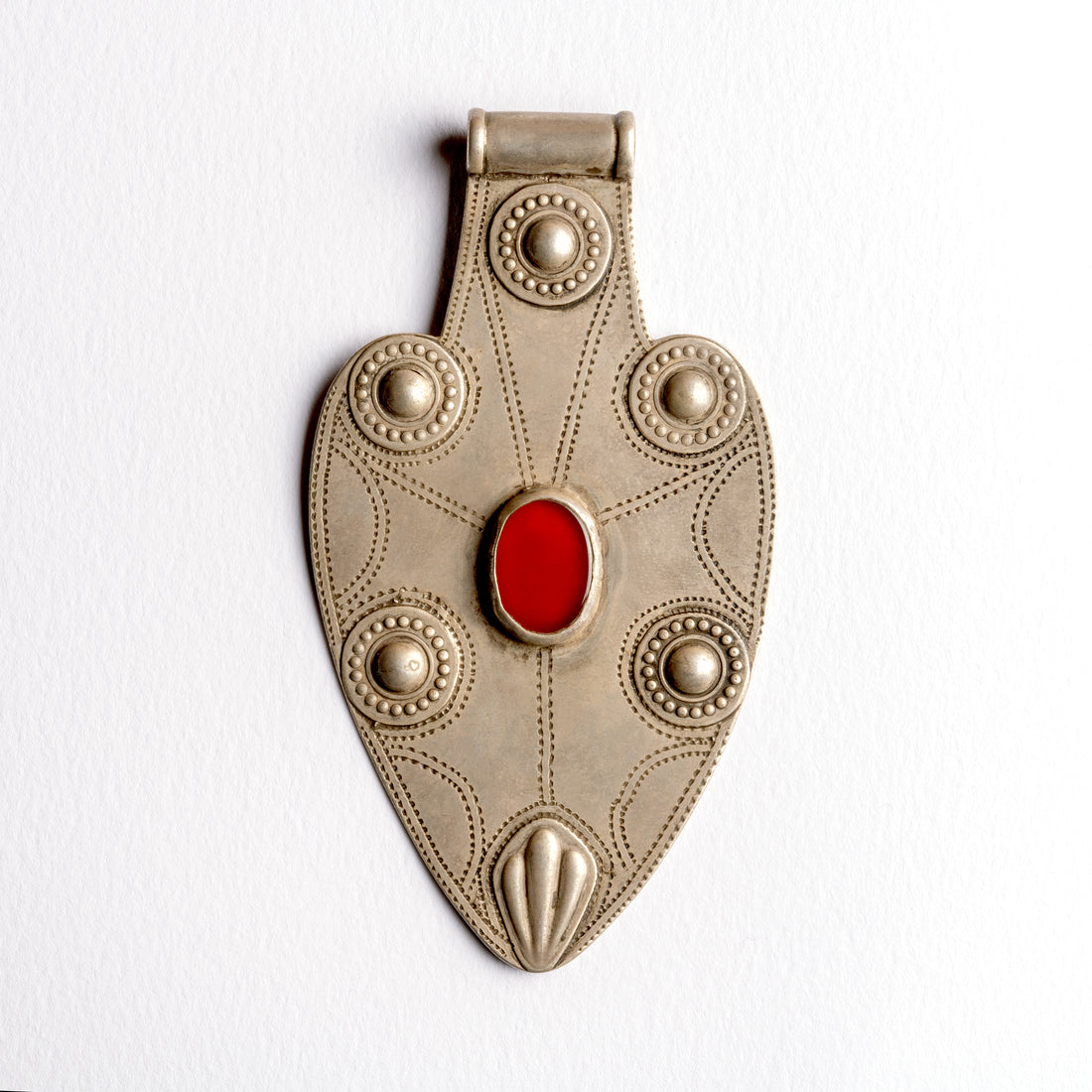 Antique Silver Amulet With Carnelian