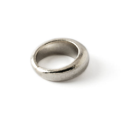 plain chunky tribal silver band ring left side view