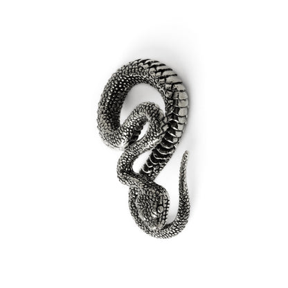 single silver brass snake ear weights hangers in infinity shape head pointing down