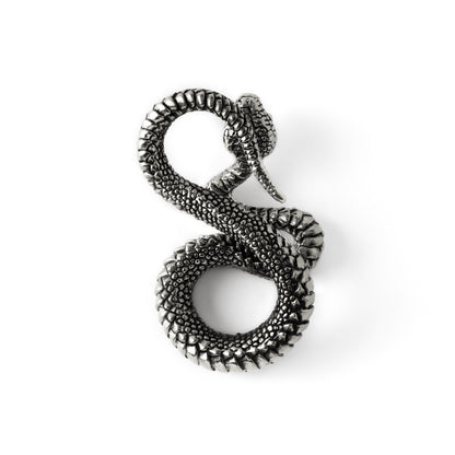 single silver brass snake ear weights hangers in infinity shape back view