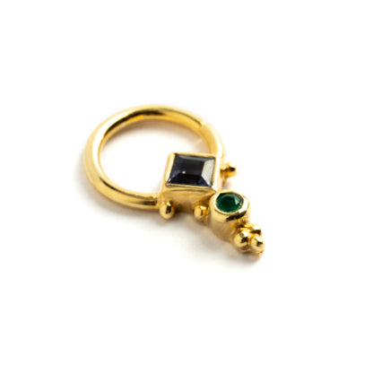 Rabia-Gold-Septum-with-Iolite-and-Green-Onyx_3Rishi Gold Septum - Lolite and Green Onyx right side view