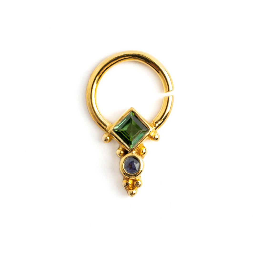Rishi Gold Septum - Tourmaline and Lolite frontal view