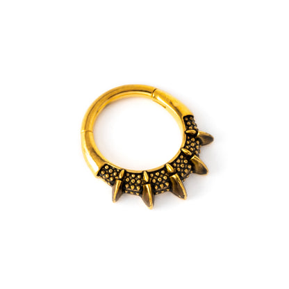antique gold colour spiky septum clicker ring right sidel view