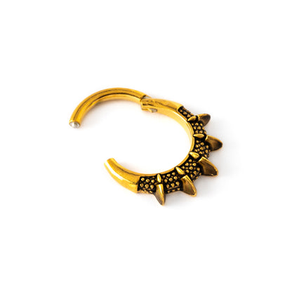 antique gold colour spiky septum clicker ring locking system view