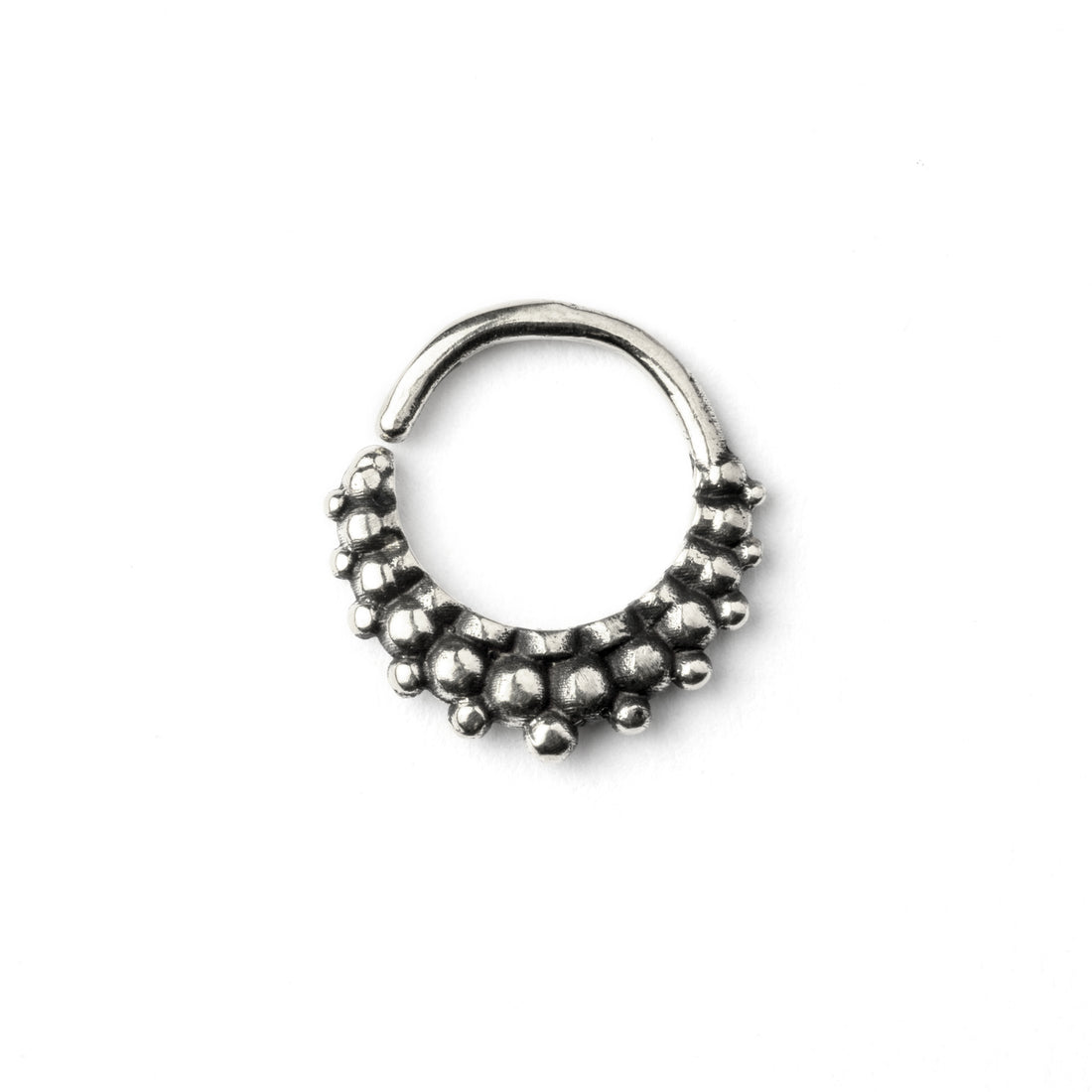 Rajee Silver Septum Ring frontal view