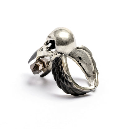 Raven Skull and Crystal Ring