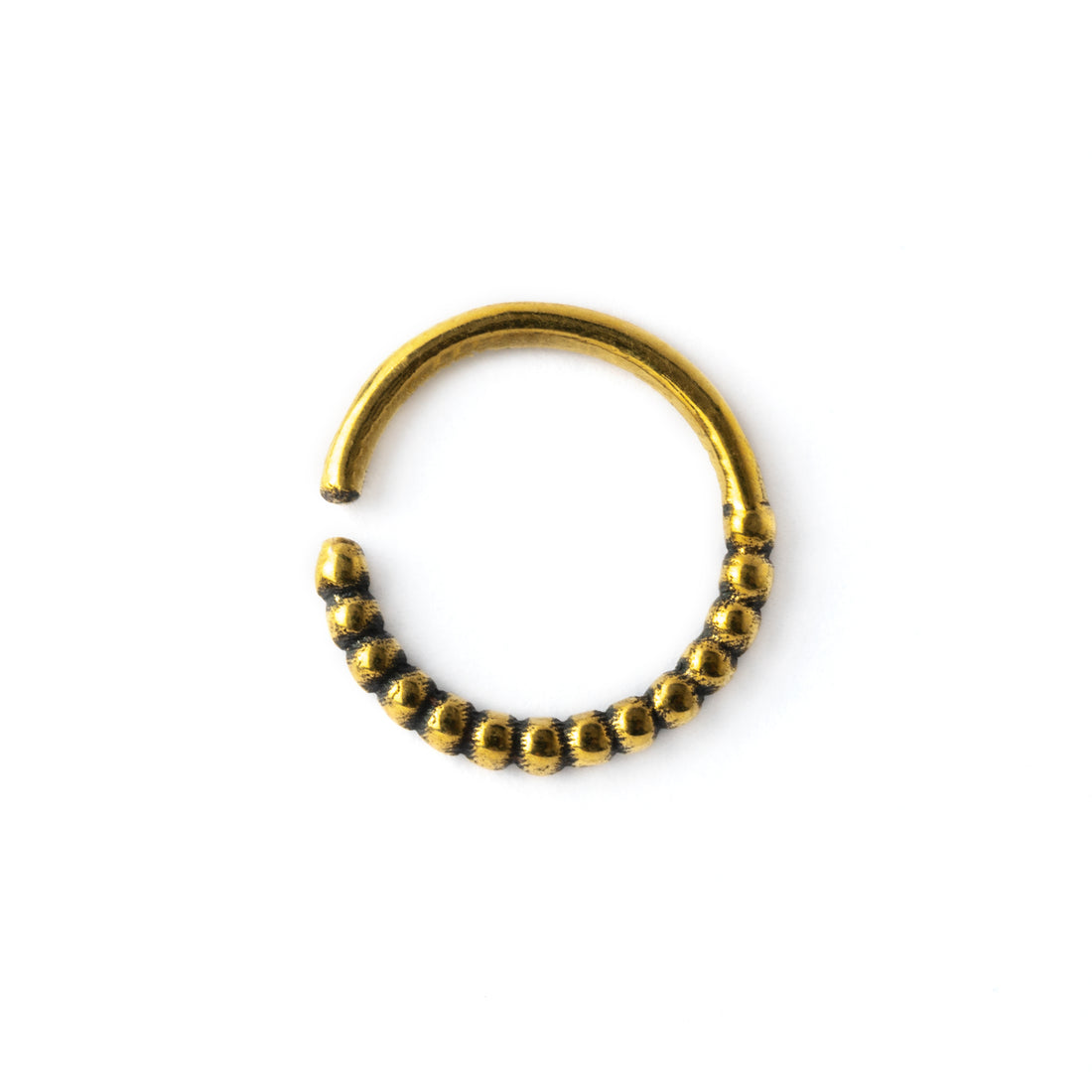 Ravi golden brass septum ring frontal view