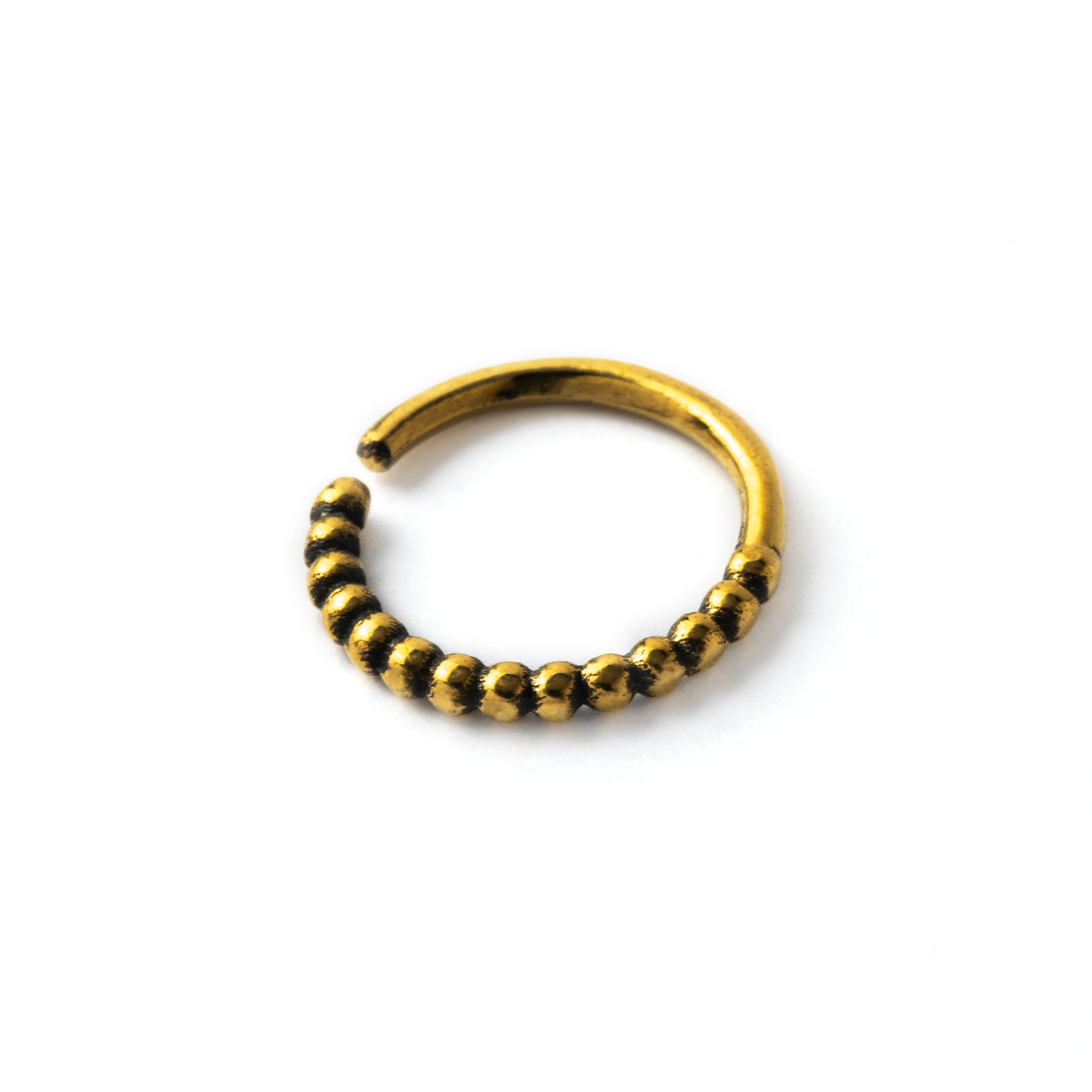 Ravi golden brass septum ring right side view