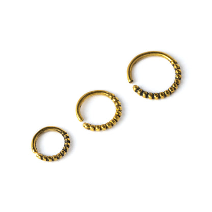 6mm, 8mm, 10mm Ravi golden brass septum rings side view