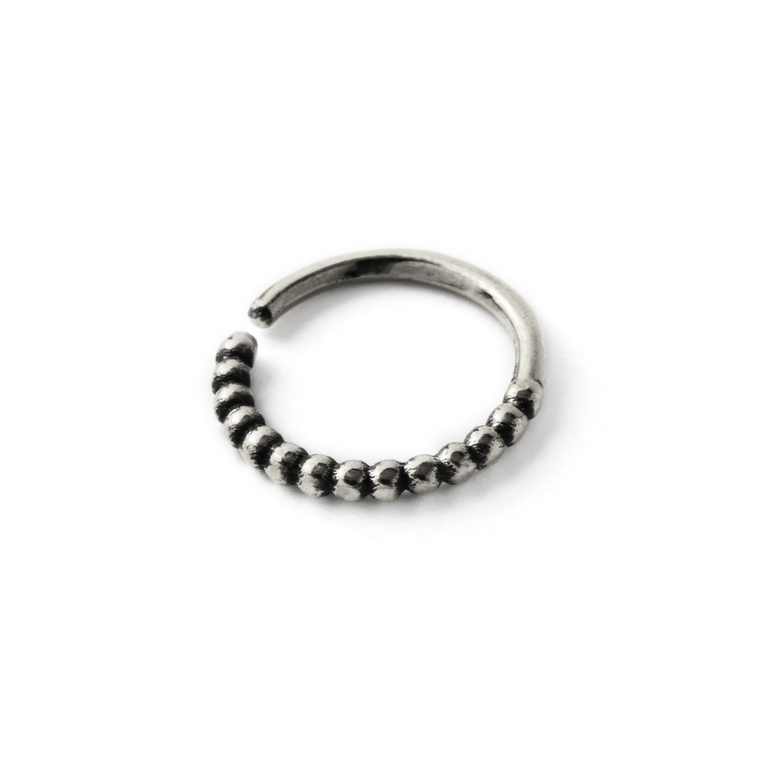 Ravi silver septum ring right side view