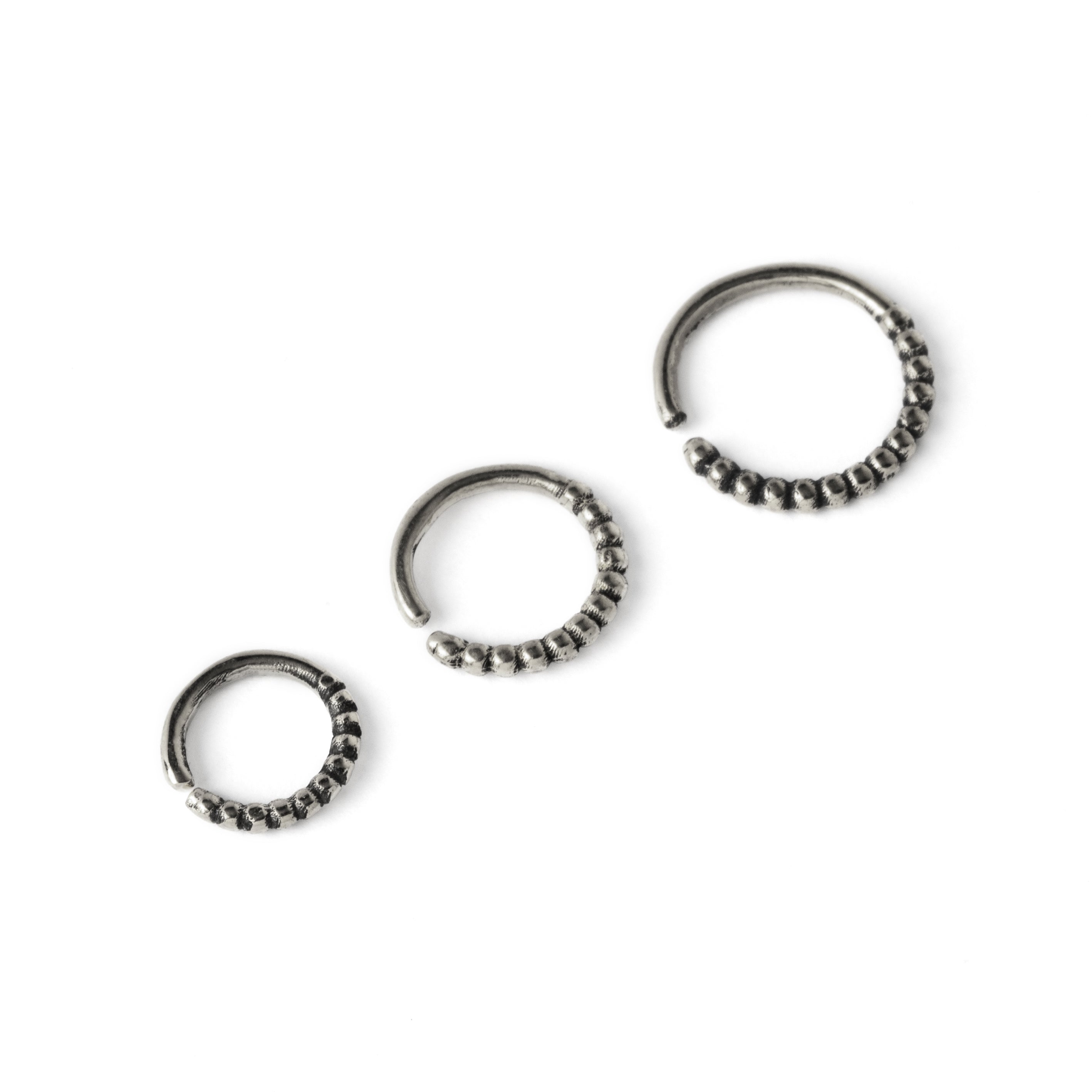 6mm, 8mm, 10mm Ravi silver septum rings side view