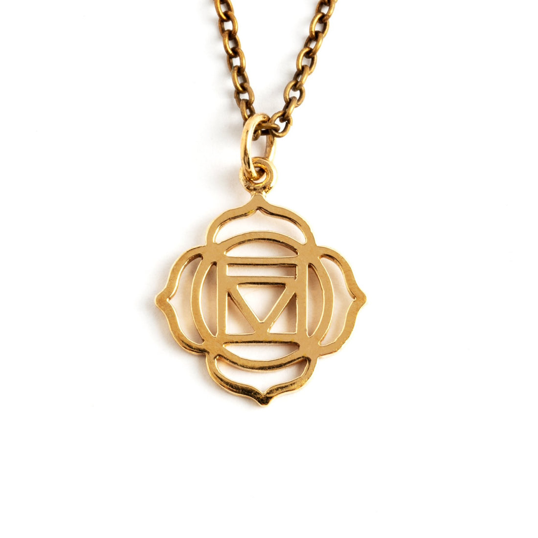 Root Chakra Bronze Charm necklace frontal view