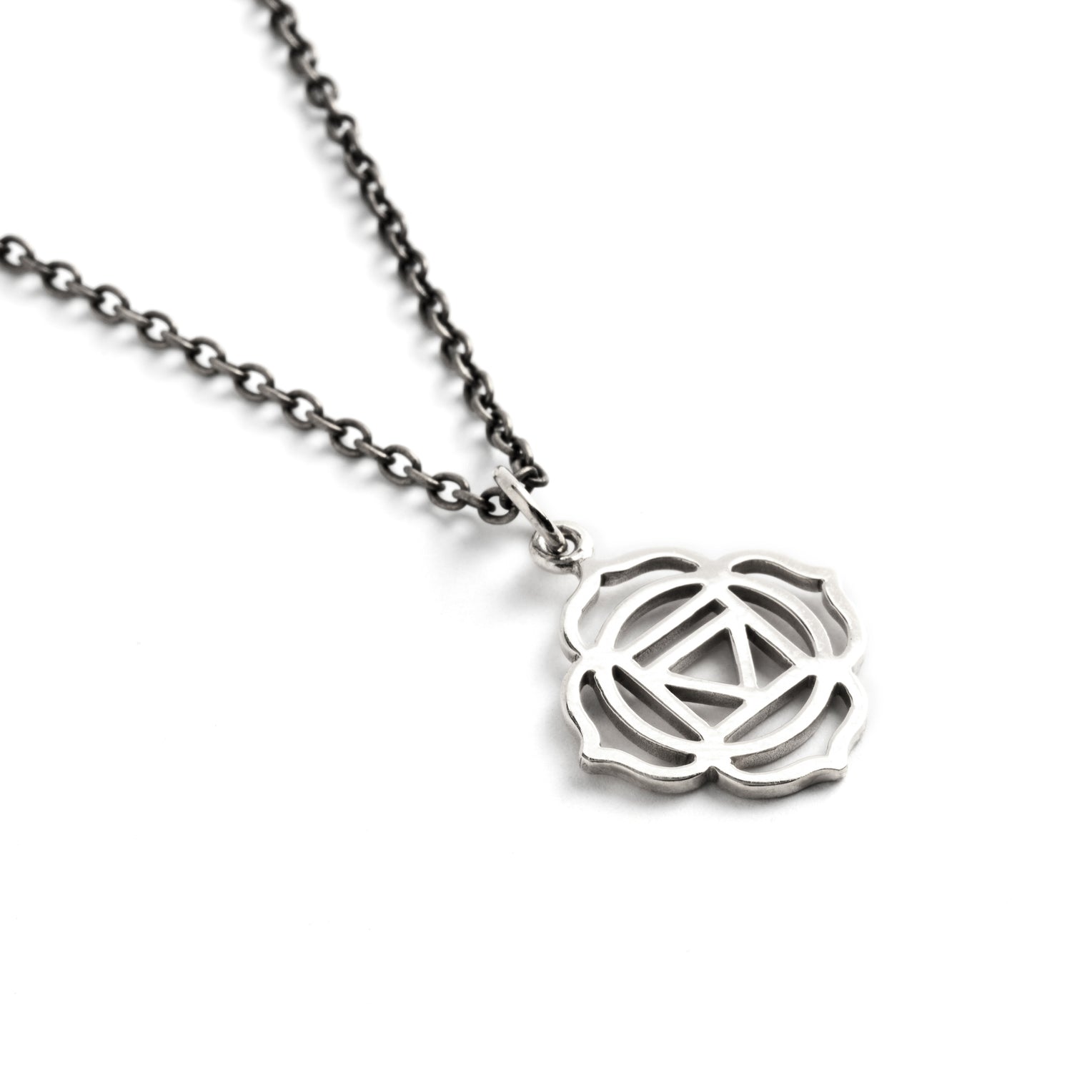 Silver Root Chakra Charm left side view